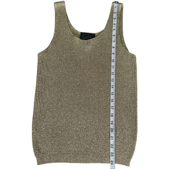 Suzelle Vintage Gold Metallic Knit Tank Top Size Med Sleeveless Evening Party - Picture 15 of 16